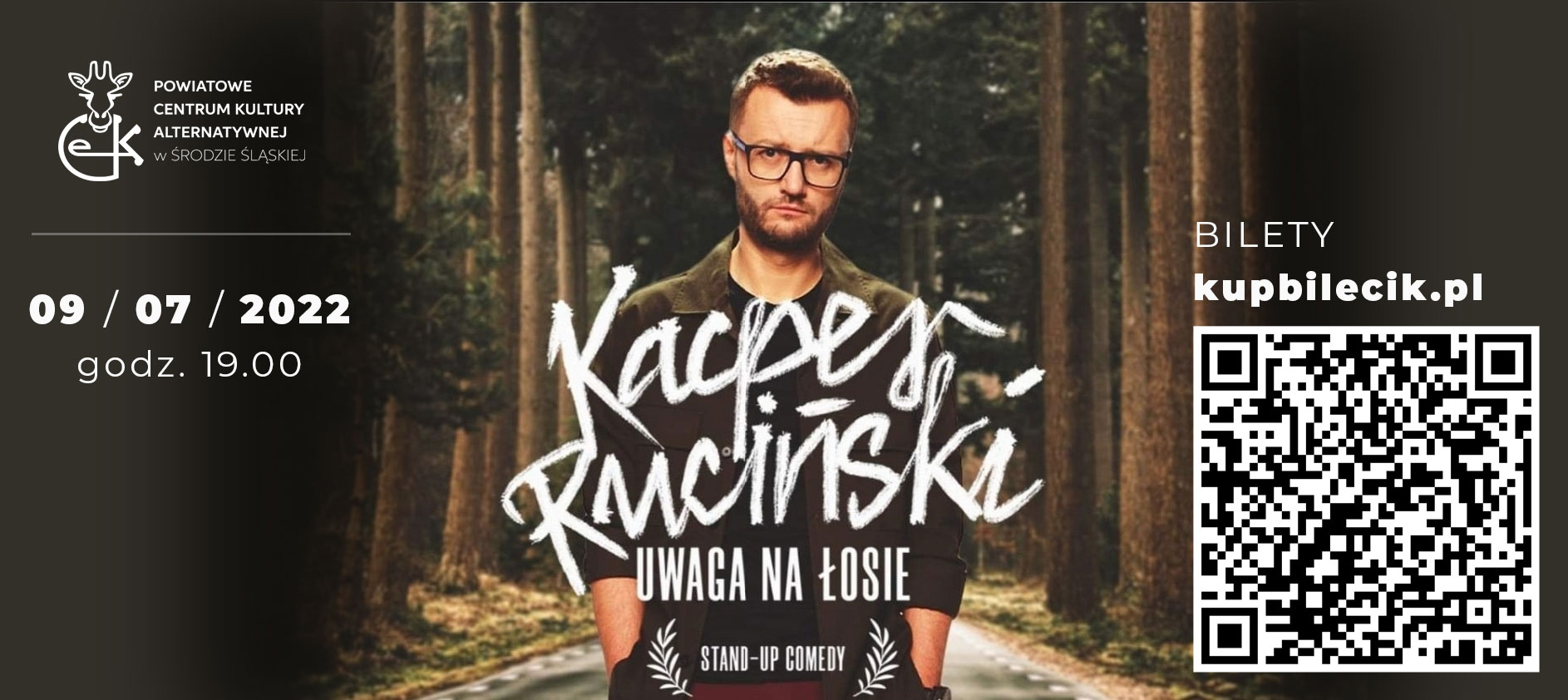 Plakat promujący występ Kacpra Rucińskiego